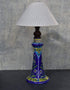 Jaipur Blue Pottery Handmade Lamp 12 Without Shade in Blue Base With Multi Colour Florals (Without Lampshade)